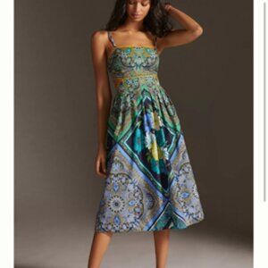 By Anthropologie Squareneck Cutout Midi Dress